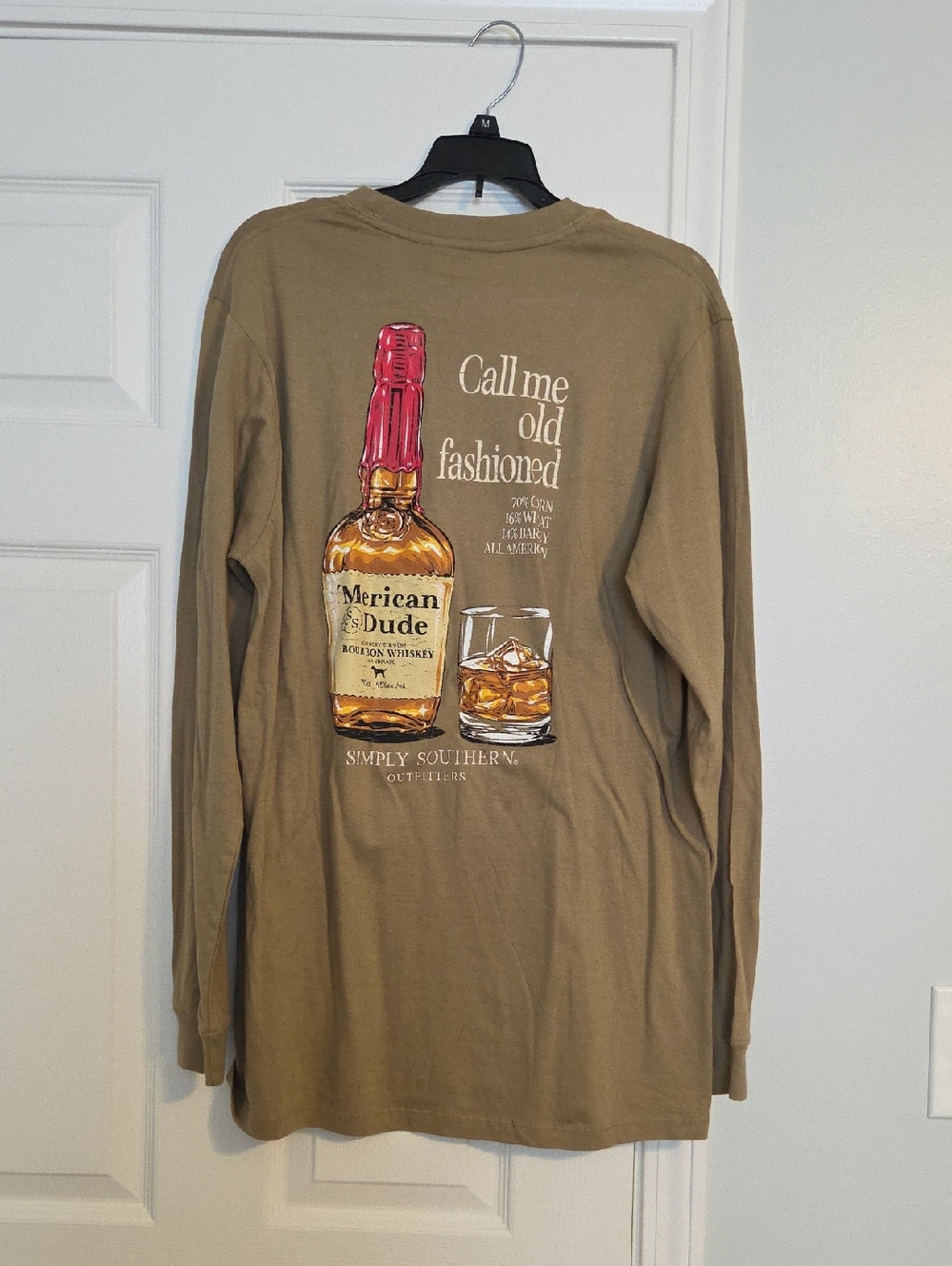 Simply Southern Dark Tan Long Sleeve 'Call Me Old Fashioned' Whiskey Graphic Tee
